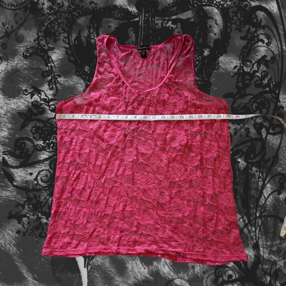 pink open floral lace fairy boho ethereal glam whimsical racerback tank top - Picture 2 of 7